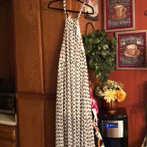 Black and white arrow chiffon maxi with slit